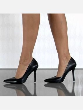 BCBGeneration Flash Leather Stiletto Pumps Pointed Toe Black High Heels Size 7